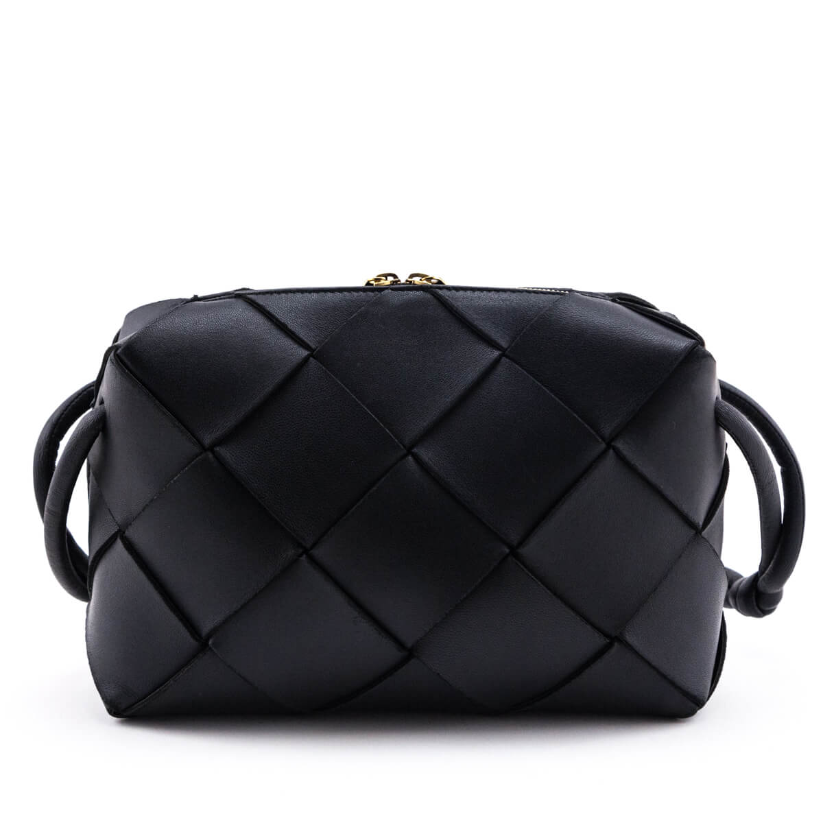 Bottega Veneta Black Lambskin Maxi Intreccio Small Cassette Camera Bag - Love that Bag etc - Preowned Authentic Designer Handbags & Preloved Fashions