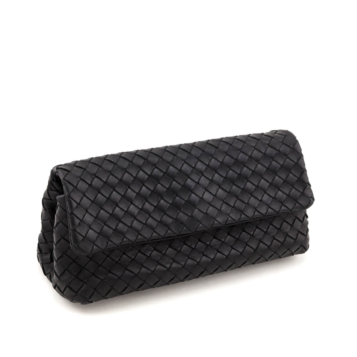 Bottega Veneta Black Nappa Intrecciato Flap Clutch - Love that Bag etc - Preowned Authentic Designer Handbags & Preloved Fashions