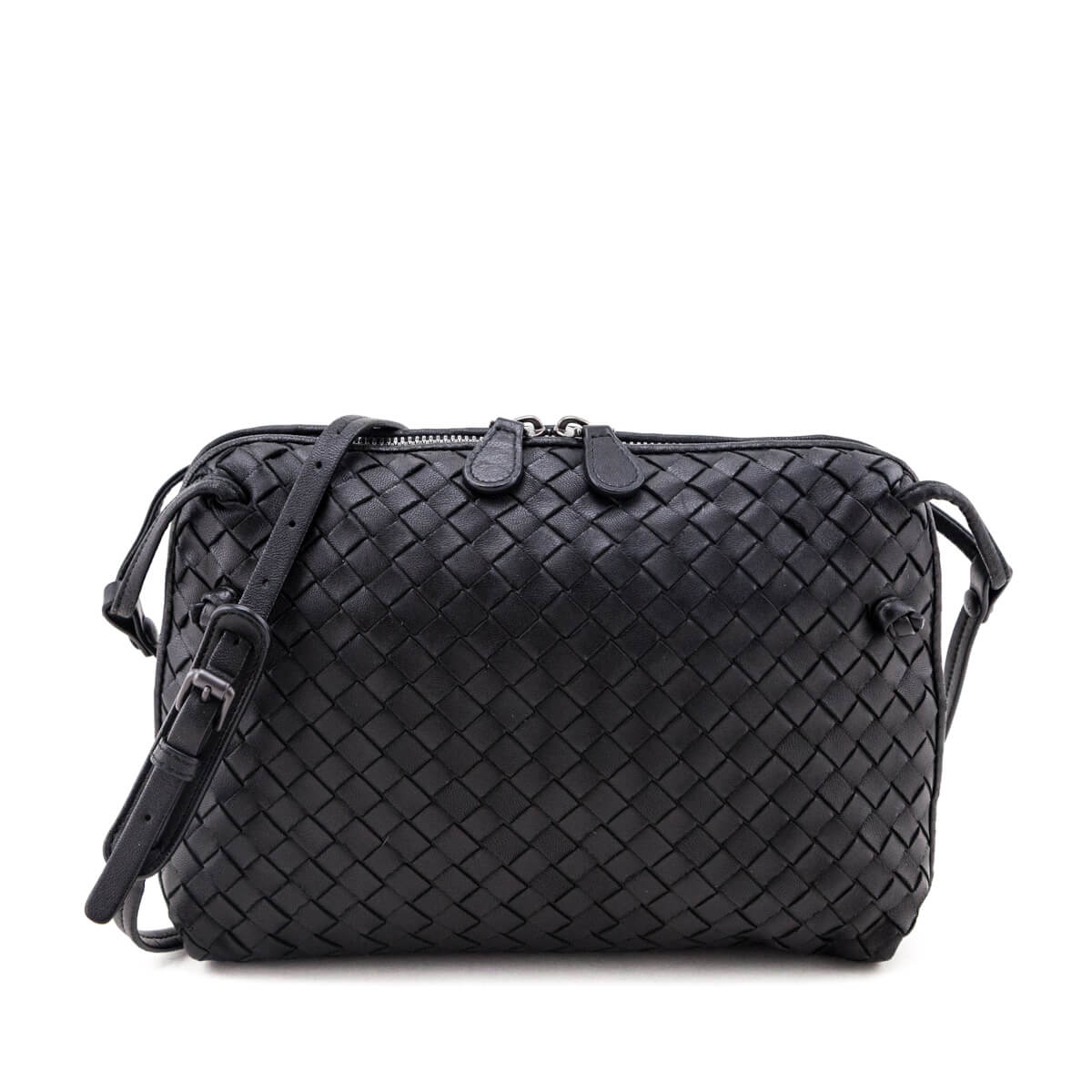 Bottega Veneta Black Nappa Intrecciato Nodini Crossbody Messenger