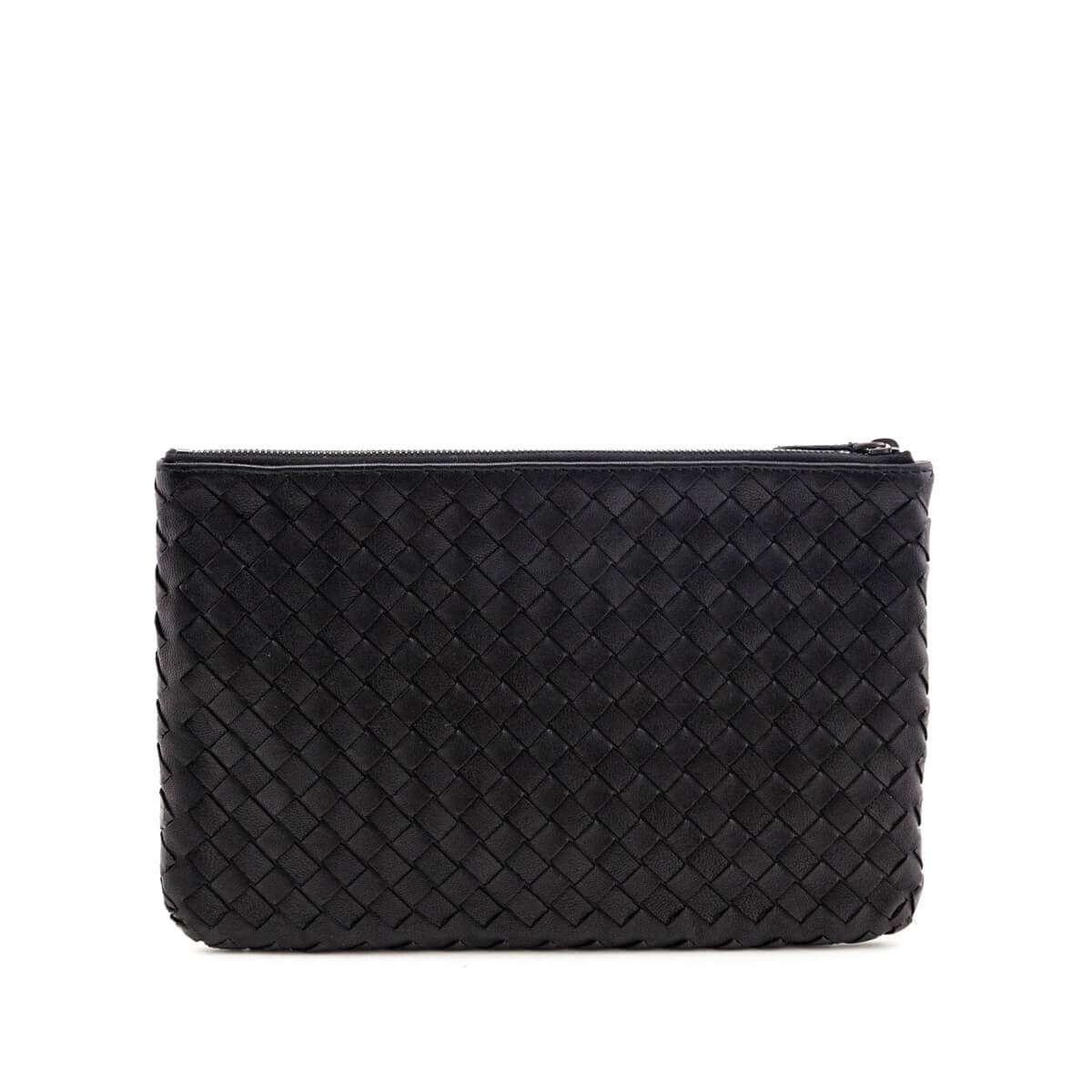 Bottega Veneta Black Nappa & Snakeskin Intrecciato Medium Zip Pouch - Love that Bag etc - Preowned Authentic Designer Handbags & Preloved Fashions