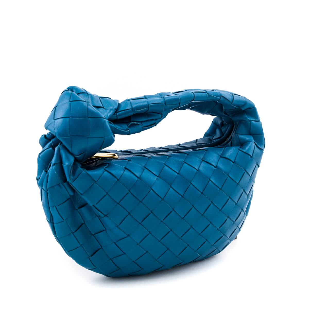 Bottega Veneta Blue Nappa Intrecciato Mini Jodie - Love that Bag etc - Preowned Authentic Designer Handbags & Preloved Fashions