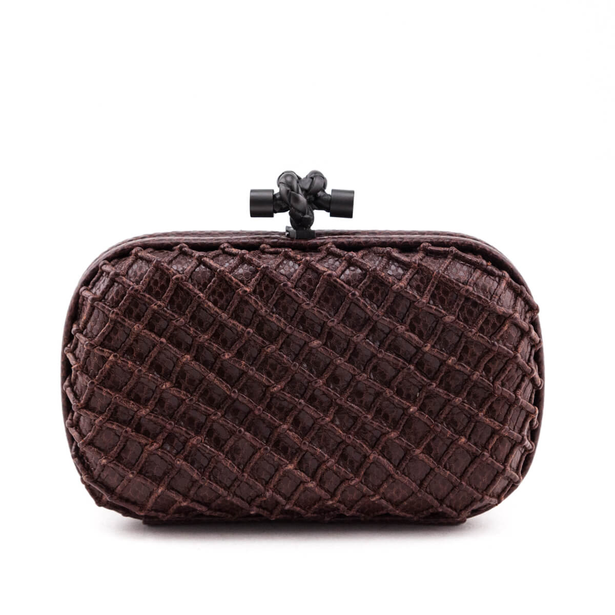 Bottega Veneta Burgundy Karung Intrecciato Knot Clutch - Love that Bag etc - Preowned Authentic Designer Handbags & Preloved Fashions