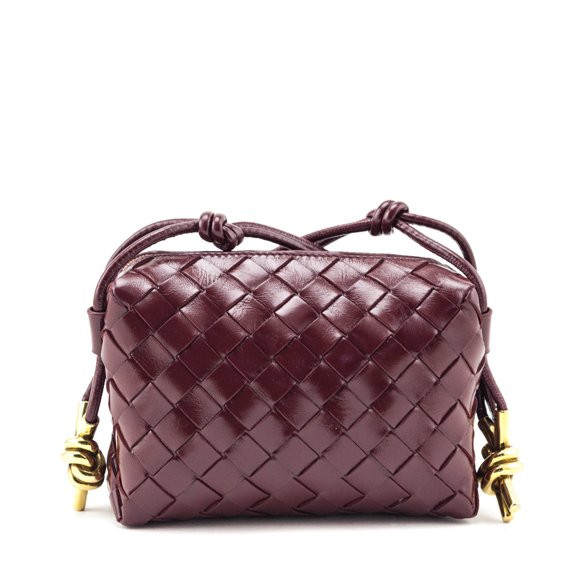 Bottega Veneta Burgundy Nappa Intrecciato Knot Mini Loop Camera Bag