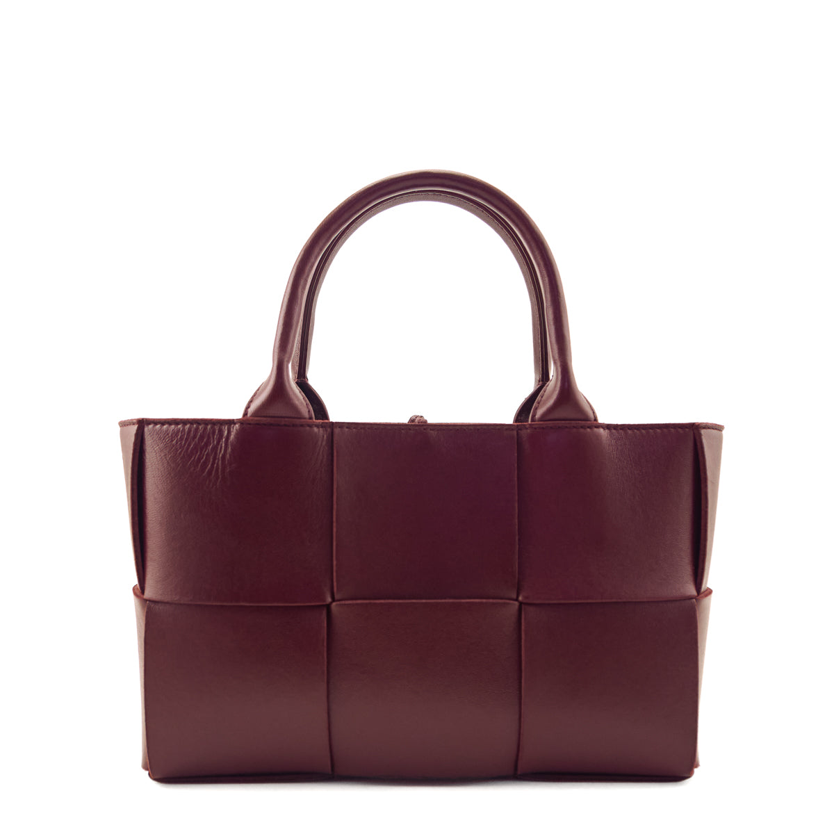 Bottega Veneta Burgundy Nappa Maxi Intrecciato Small Arco Tote - Love that Bag etc - Preowned Authentic Designer Handbags & Preloved Fashions