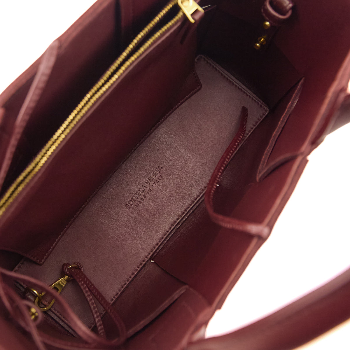 Bottega Veneta Burgundy Nappa Maxi Intrecciato Small Arco Tote - Love that Bag etc - Preowned Authentic Designer Handbags & Preloved Fashions