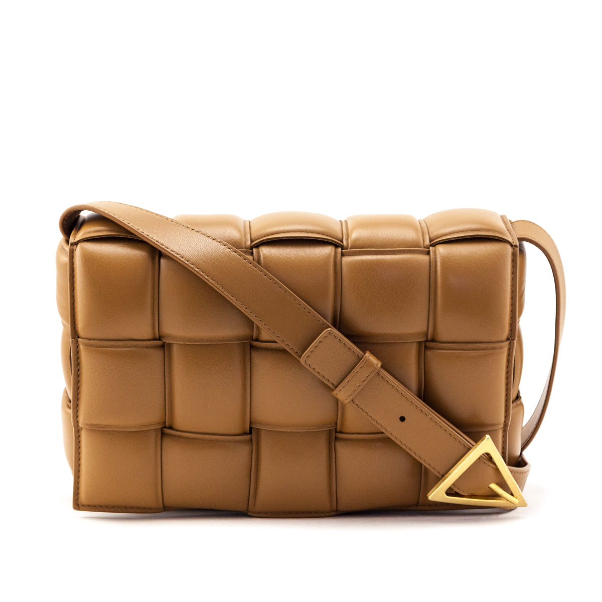 Bottega Veneta Camel Nappa Maxi Intreccio Padded Cassette Crossbody Bag - Love that Bag etc - Preowned Authentic Designer Handbags & Preloved Fashions