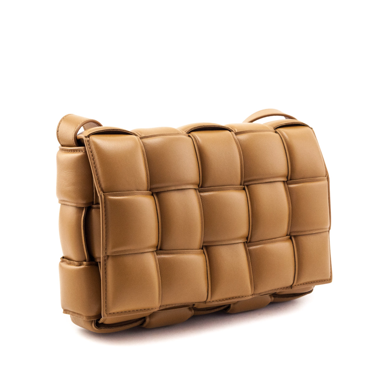 Bottega Veneta Camel Nappa Maxi Intreccio Padded Cassette Crossbody Bag - Love that Bag etc - Preowned Authentic Designer Handbags & Preloved Fashions