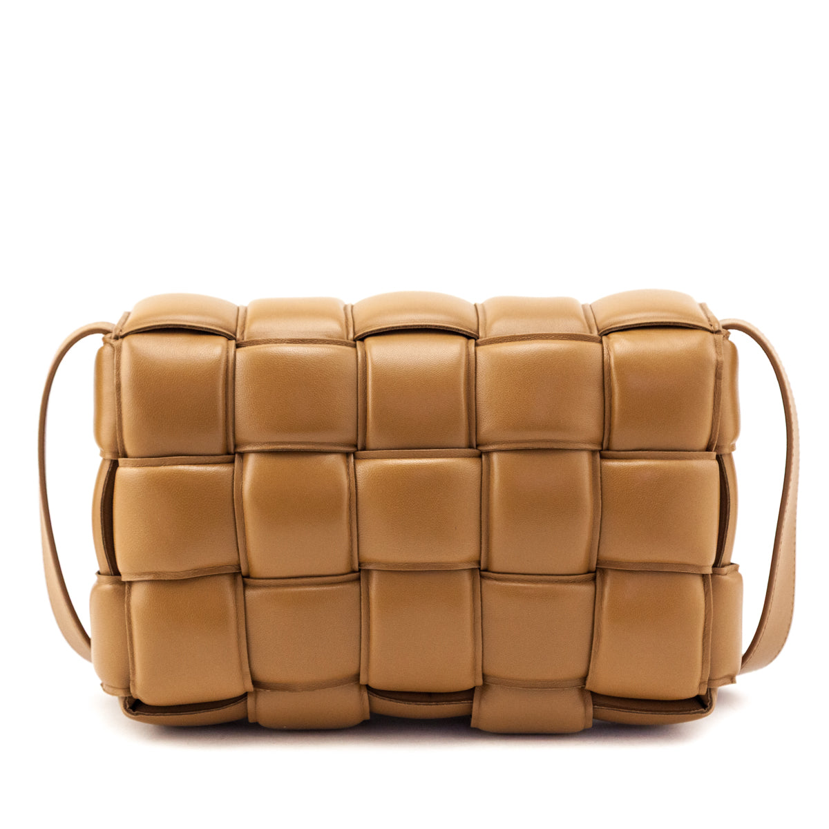 Bottega Veneta Camel Nappa Maxi Intreccio Padded Cassette Crossbody Bag - Love that Bag etc - Preowned Authentic Designer Handbags & Preloved Fashions