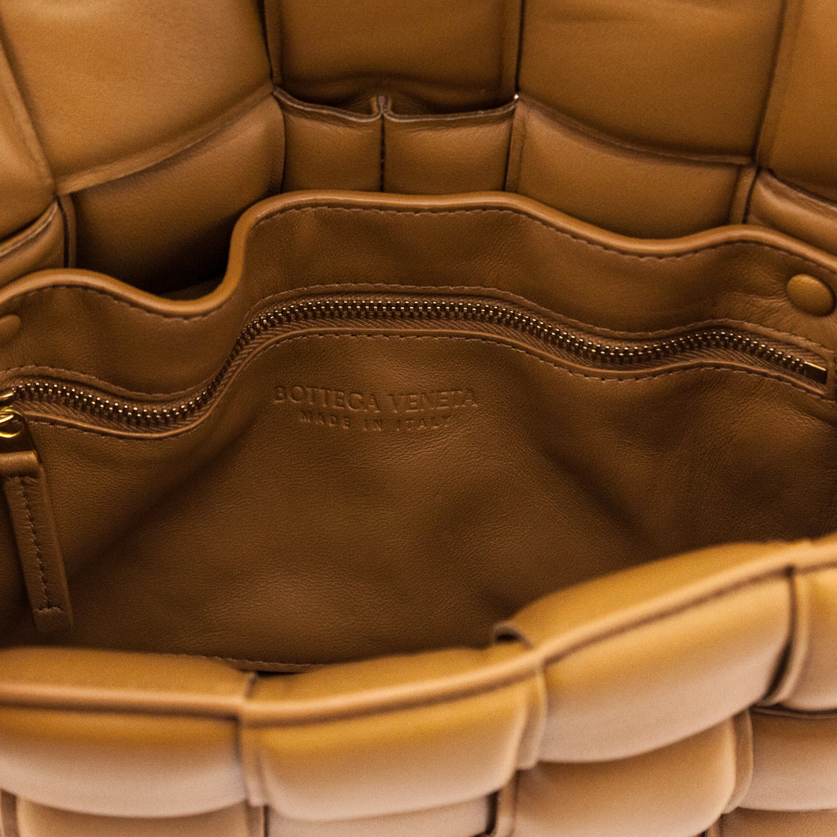 Bottega Veneta Camel Nappa Maxi Intreccio Padded Cassette Crossbody Bag - Love that Bag etc - Preowned Authentic Designer Handbags & Preloved Fashions