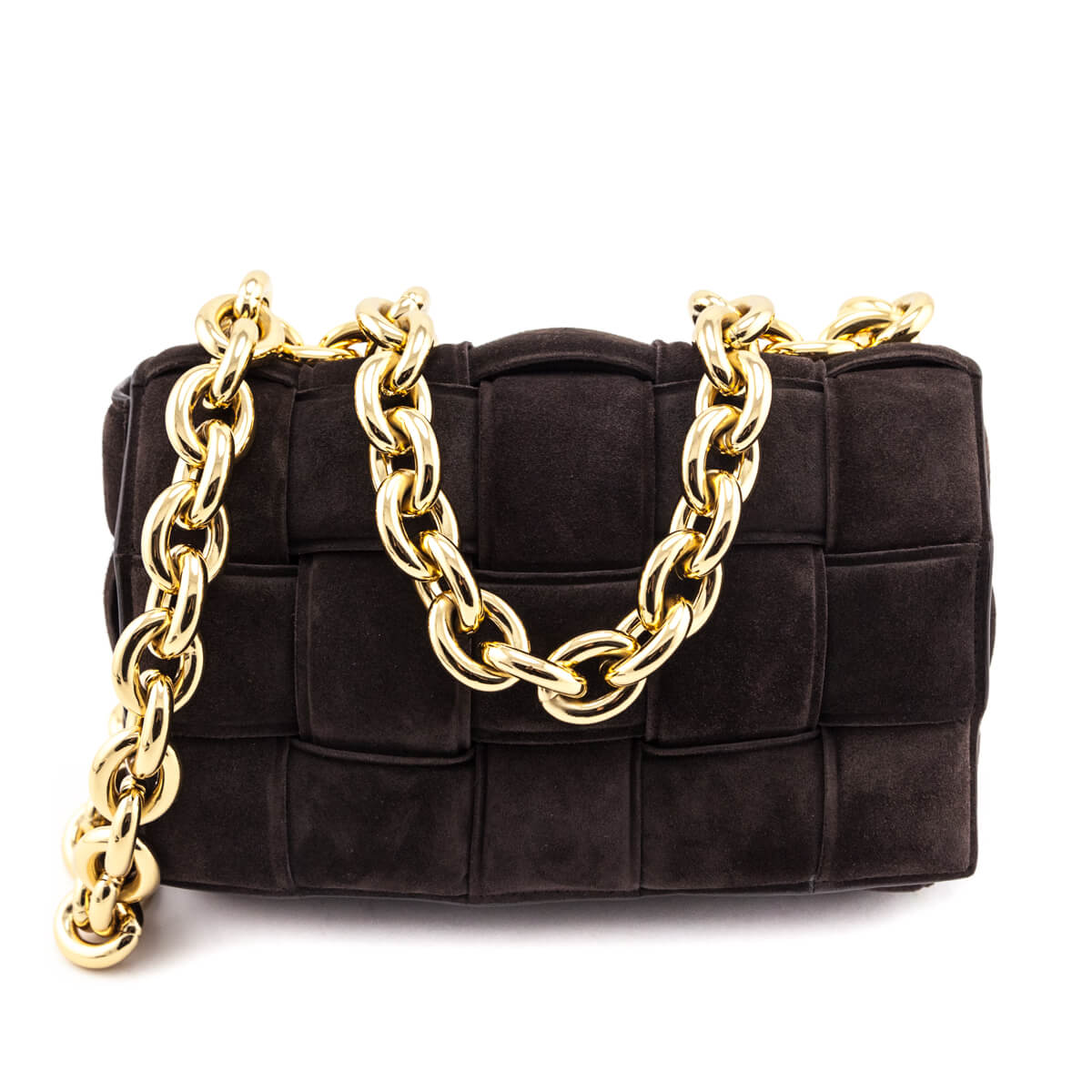 Bottega Veneta Fondant Suede Maxi Intreccio Padded Chain Cassette Bag - Love that Bag etc - Preowned Authentic Designer Handbags & Preloved Fashions