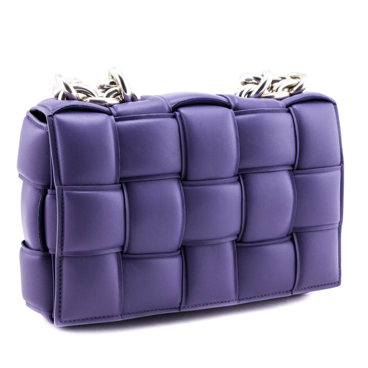 Bottega Veneta Lavender Lambskin Intrecciato Maxi Padded Chain Cassette Crossbody Bag - Love that Bag etc - Preowned Authentic Designer Handbags & Preloved Fashions