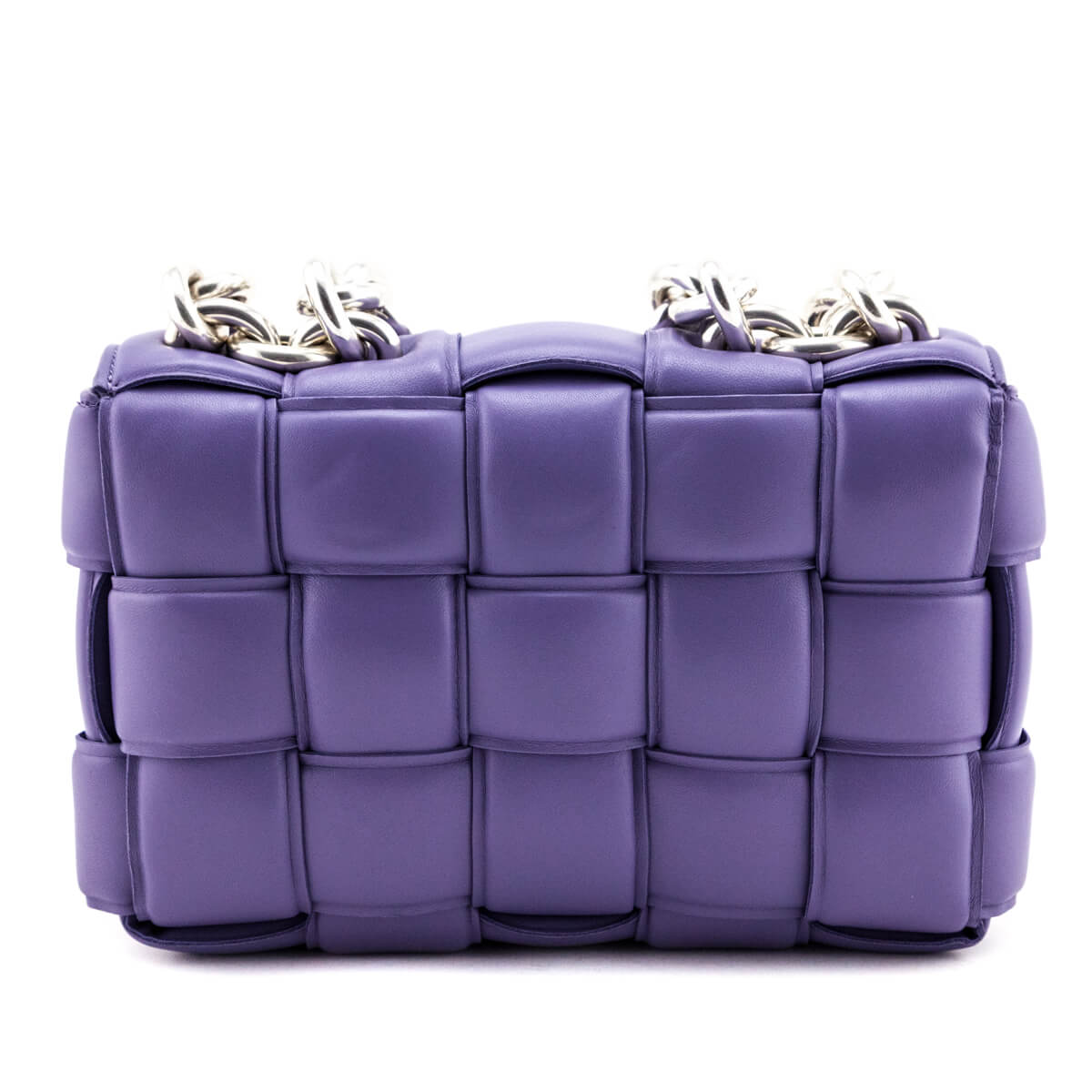 Bottega Veneta Chain Cassette Handbag in Purple Intrecciato Leather