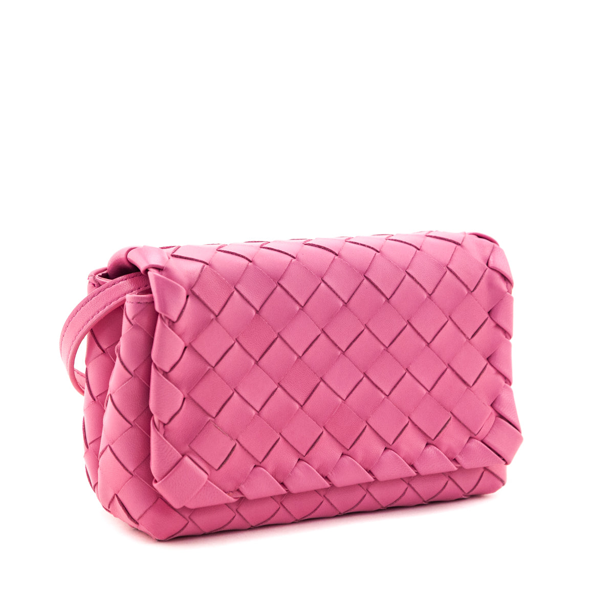Bottega Veneta Pink Intrecciato Small Flap Crossbody