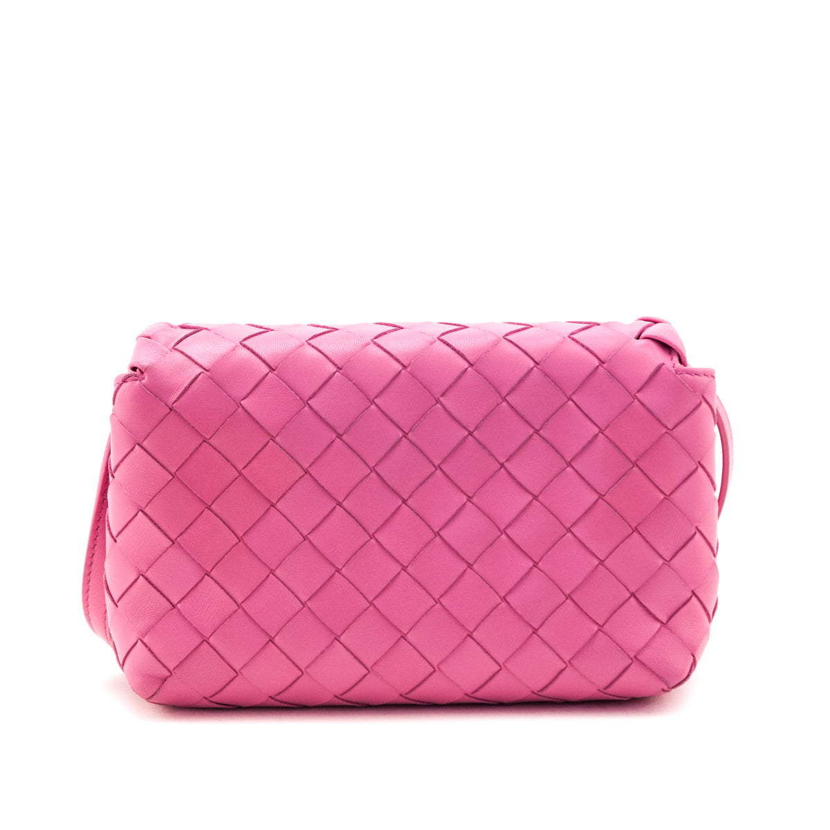 Bottega Veneta Pink Intrecciato Small Flap Crossbody
