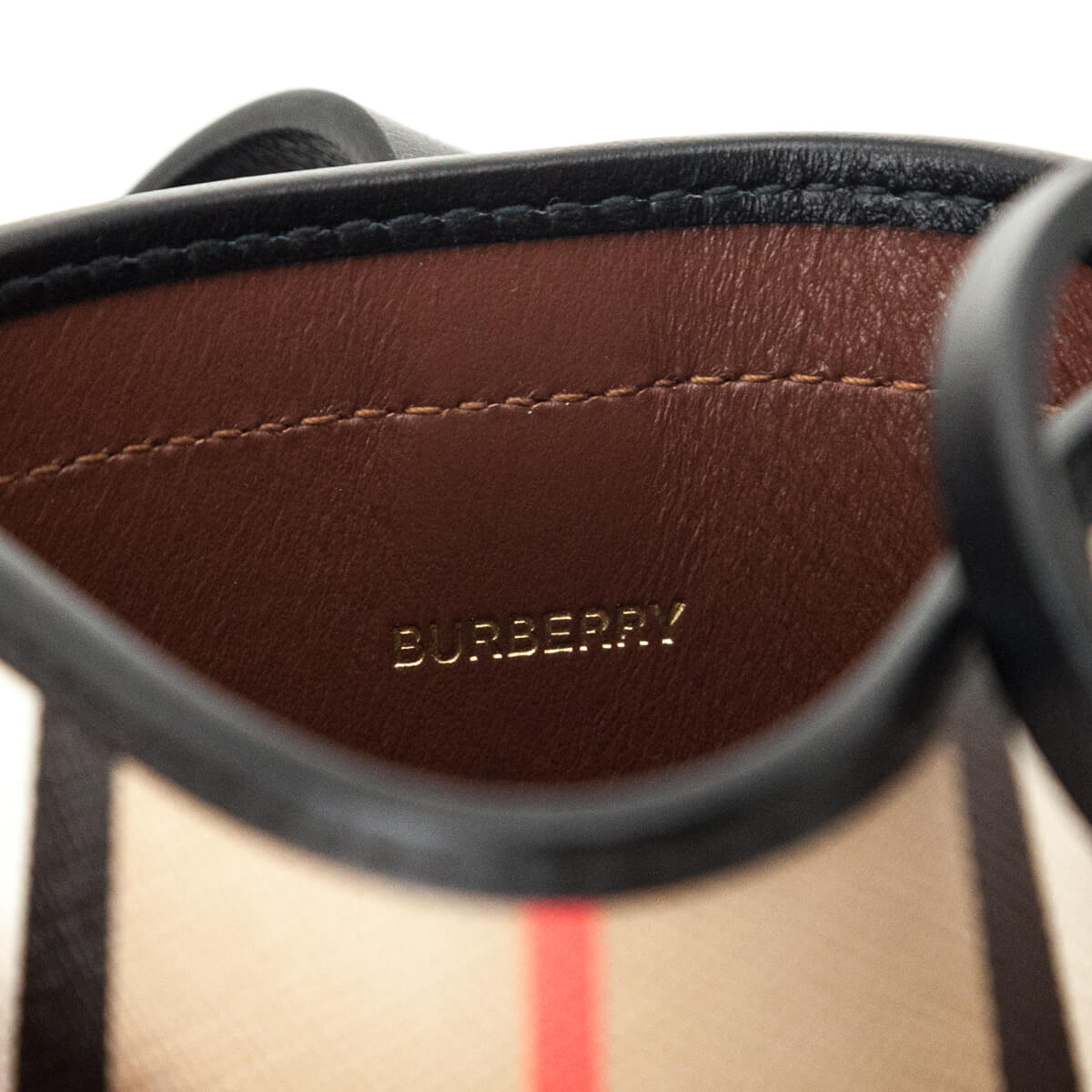 Burberry Archive Beige E-Canvas Calfskin Icon Stripe Anne Phone Case With Strap - Love that Bag etc - Preowned Authentic Designer Handbags & Preloved Fashions