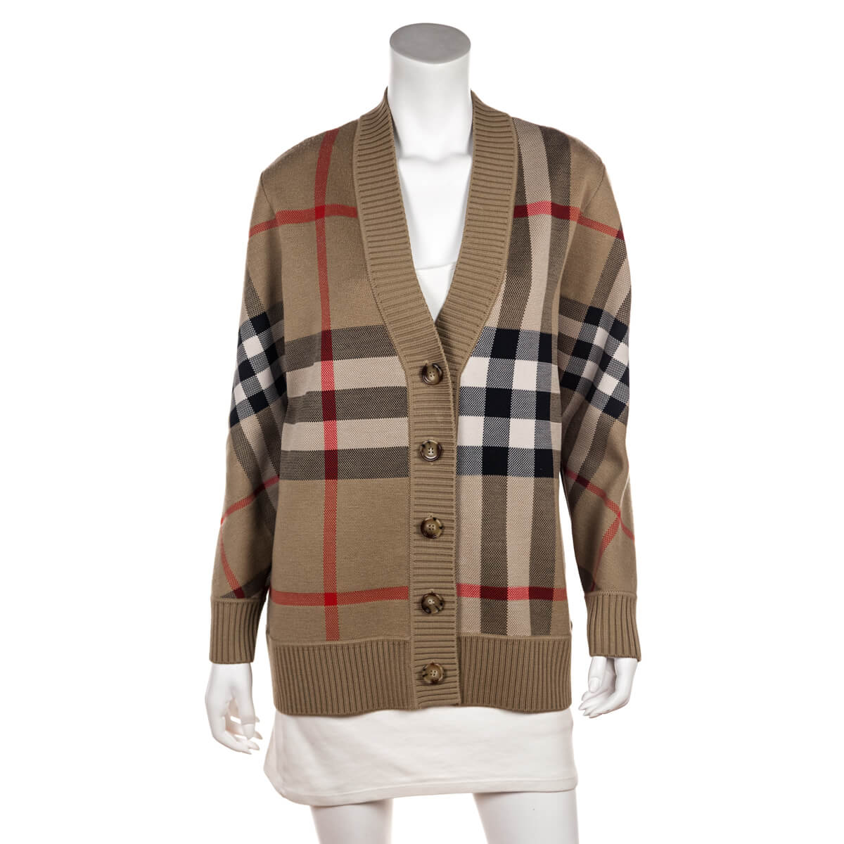 Burberry Archive Beige Wool Blend Check Cardigan Size S - Love that Bag etc - Preowned Authentic Designer Handbags & Preloved Fashions