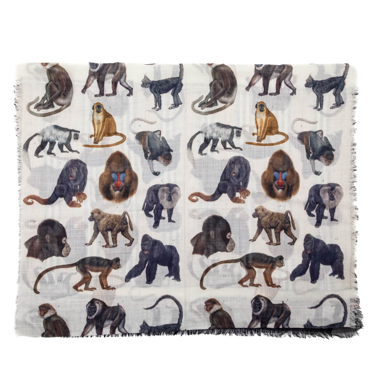 Burberry Archive Beige Wool & Silk Illustrated Monkey Stripe Oblong Gauze Scarf - Love that Bag etc - Preowned Authentic Designer Handbags & Preloved Fashions