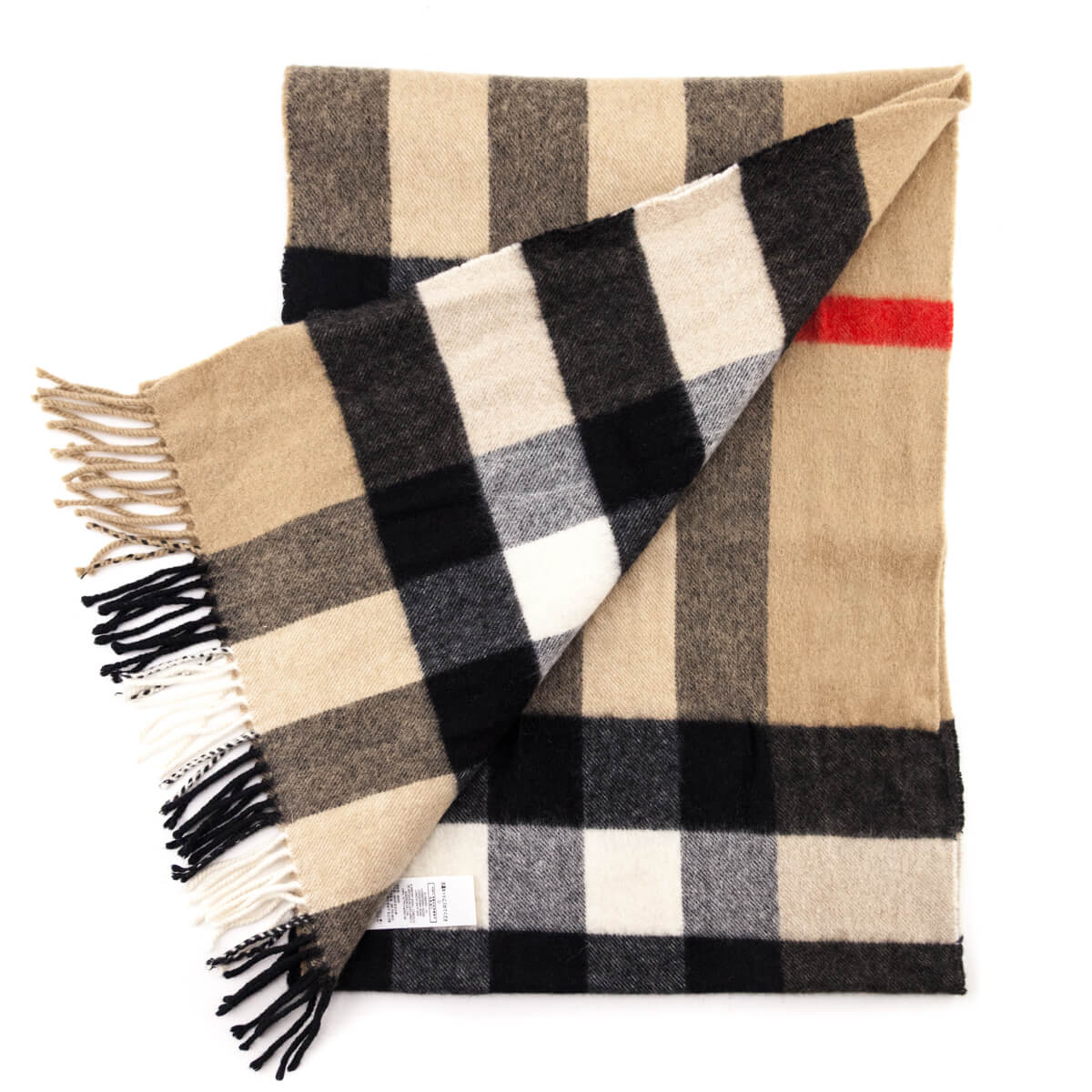 Burberry Beige Mega Check Cashmere Scarf
