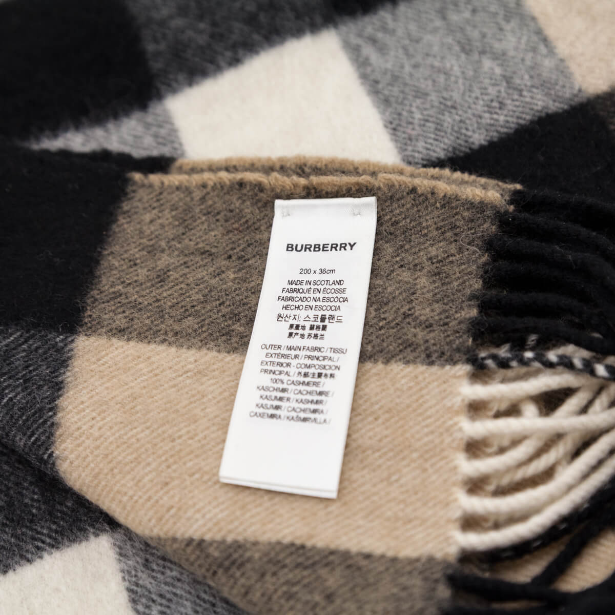 Burberry Beige Mega Check Cashmere Scarf