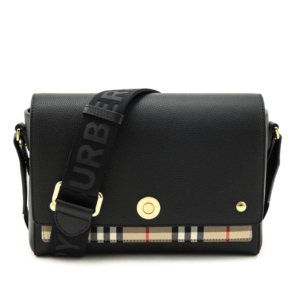 Burberry Black Grainy Calfskin Vintage Check Note Crossbody Bag - Love that Bag etc - Preowned Authentic Designer Handbags & Preloved Fashions