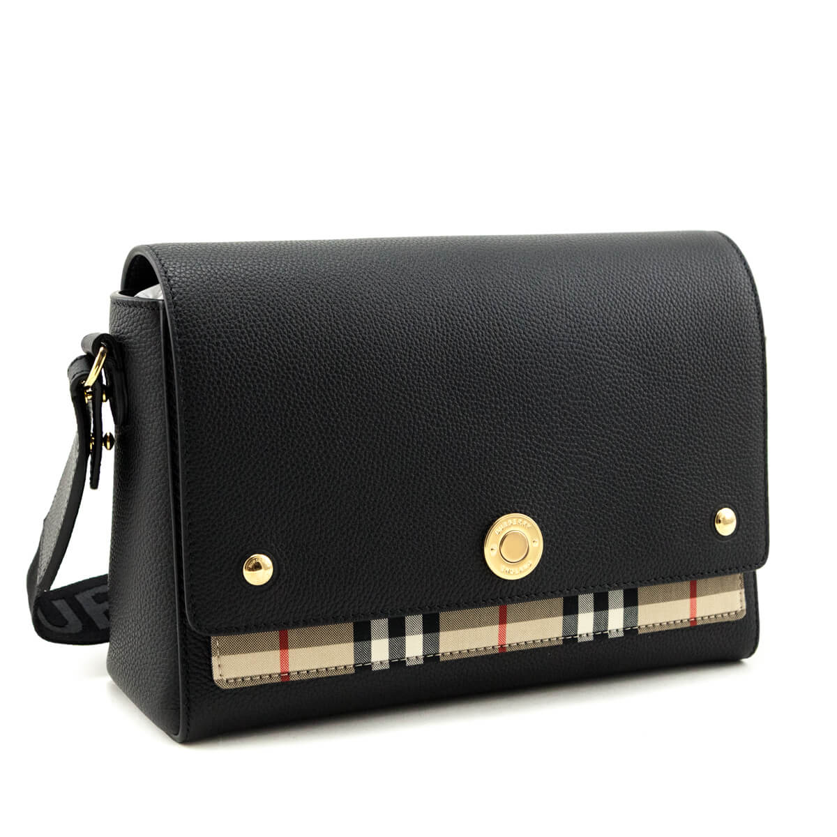 Burberry Black Grainy Calfskin Vintage Check Note Crossbody Bag - Love that Bag etc - Preowned Authentic Designer Handbags & Preloved Fashions