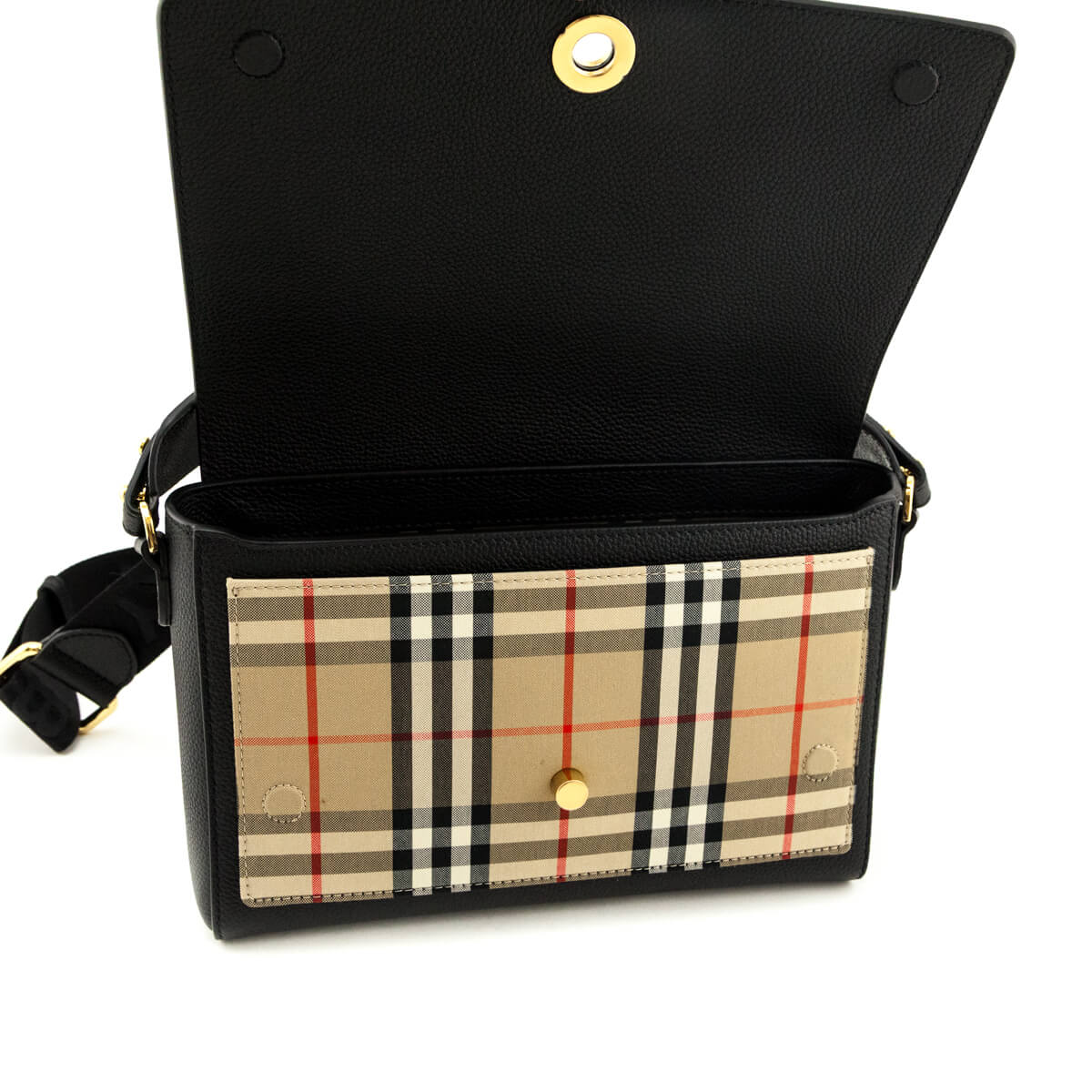 Burberry Black Grainy Calfskin Vintage Check Note Crossbody Bag - Love that Bag etc - Preowned Authentic Designer Handbags & Preloved Fashions
