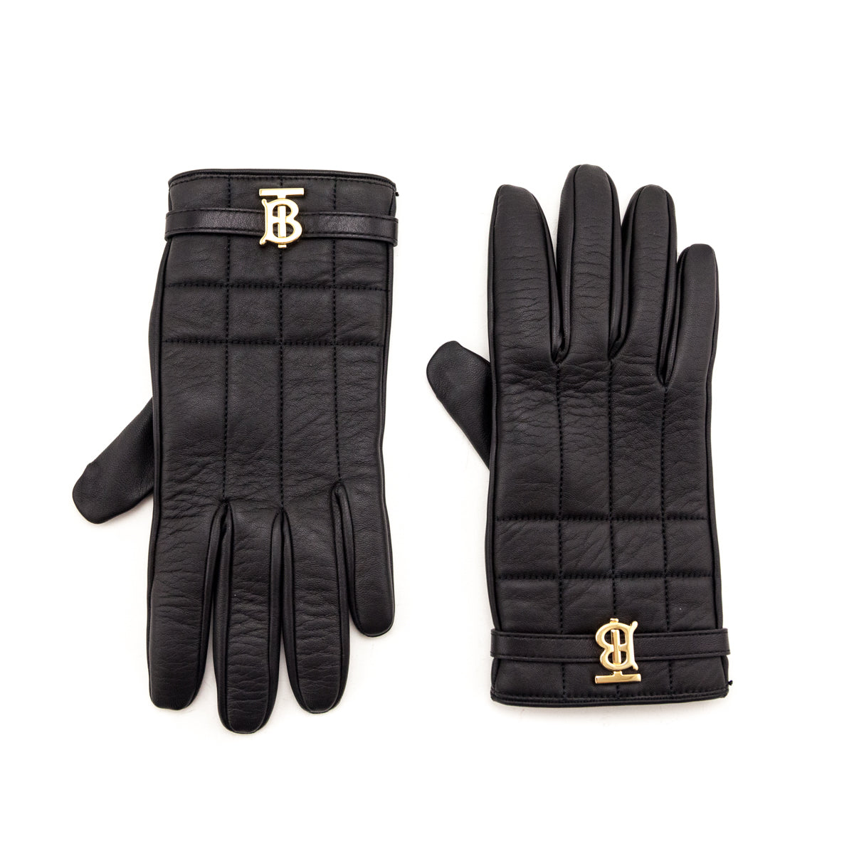 Burberry Black Leather Victoria Check Quilted Gloves - Love that Bag etc - Preowned Authentic Designer Handbags & Preloved Fashions