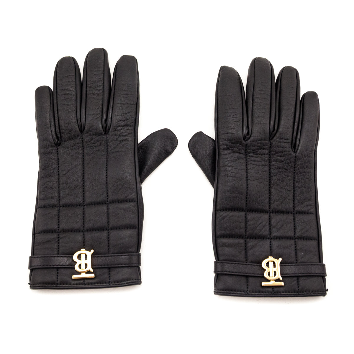 Burberry Black Leather Victoria Check Quilted Gloves - Love that Bag etc - Preowned Authentic Designer Handbags & Preloved Fashions