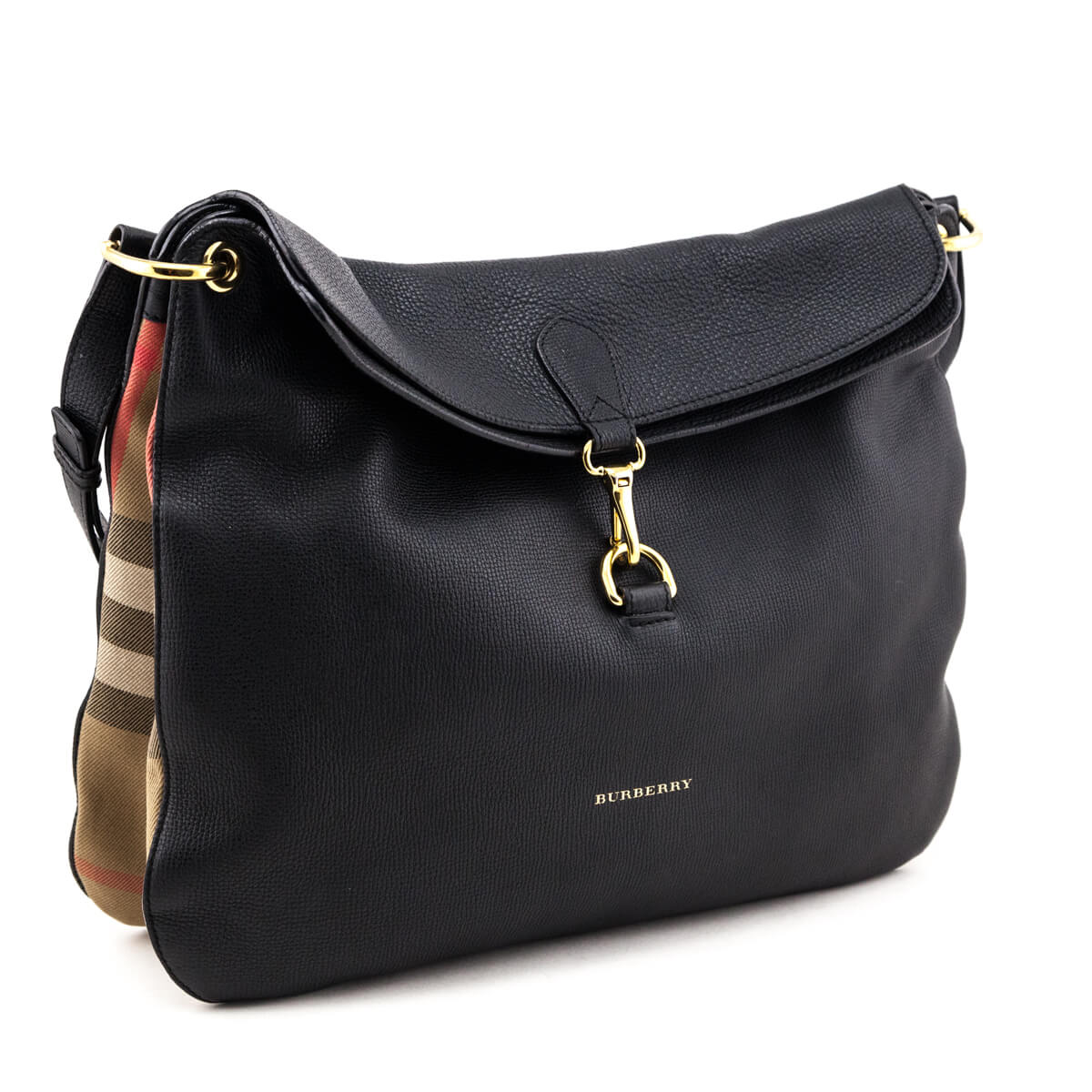 Burberry Black Leather & Check Cornwall Hobo Bag - Love that Bag etc - Preowned Authentic Designer Handbags & Preloved Fashions
