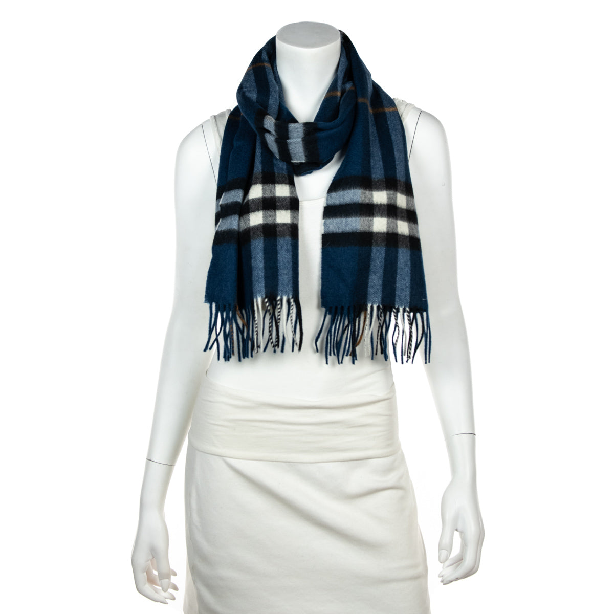 Burberry Blue Cashmere Giant Check Scarf - Love that Bag etc - Preowned Authentic Designer Handbags & Preloved Fashions
