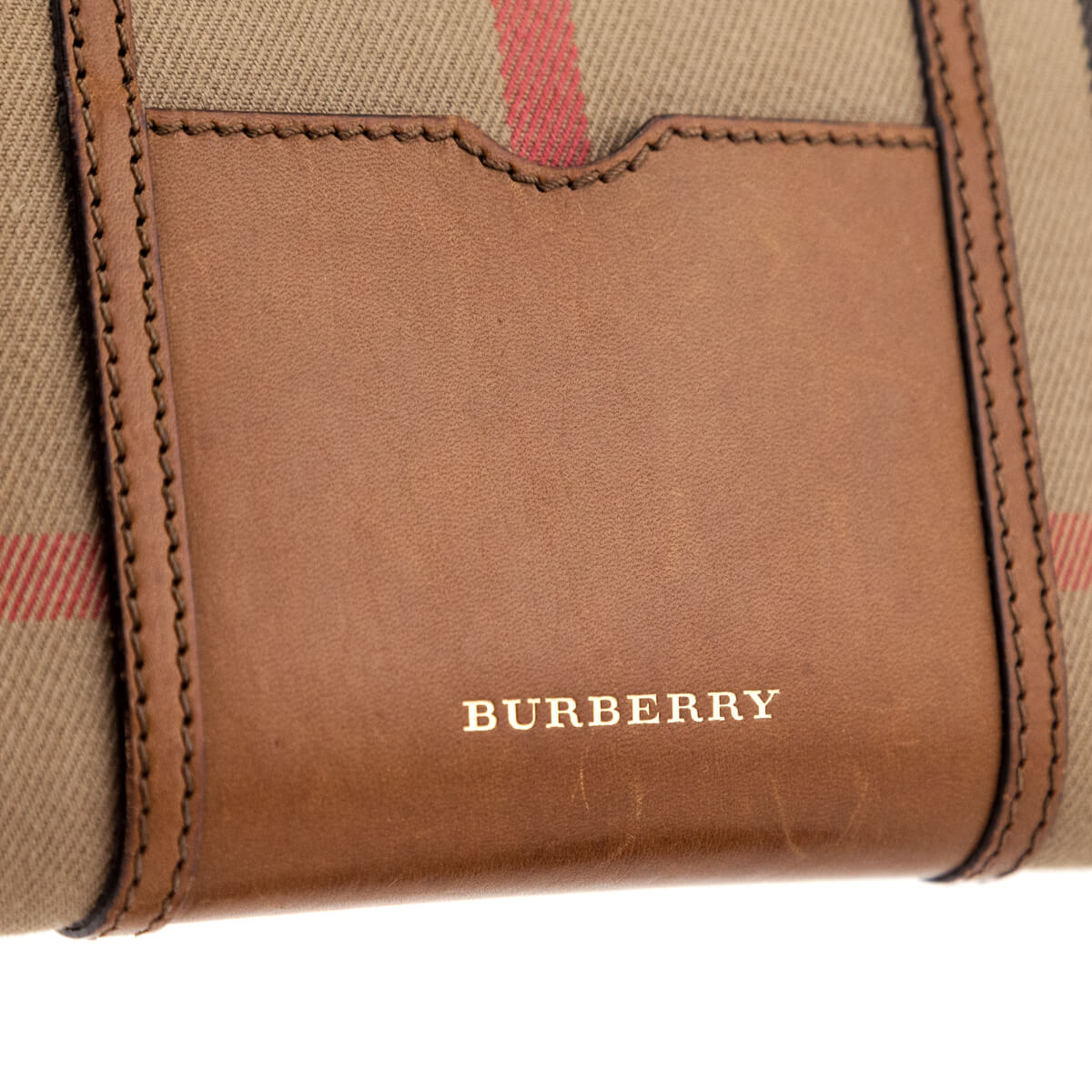 Burberry Brown Ochre Leather & House Check Large Ziggy Zip Around Wallet - Love that Bag etc - Preowned Authentic Designer Handbags & Preloved Fashions