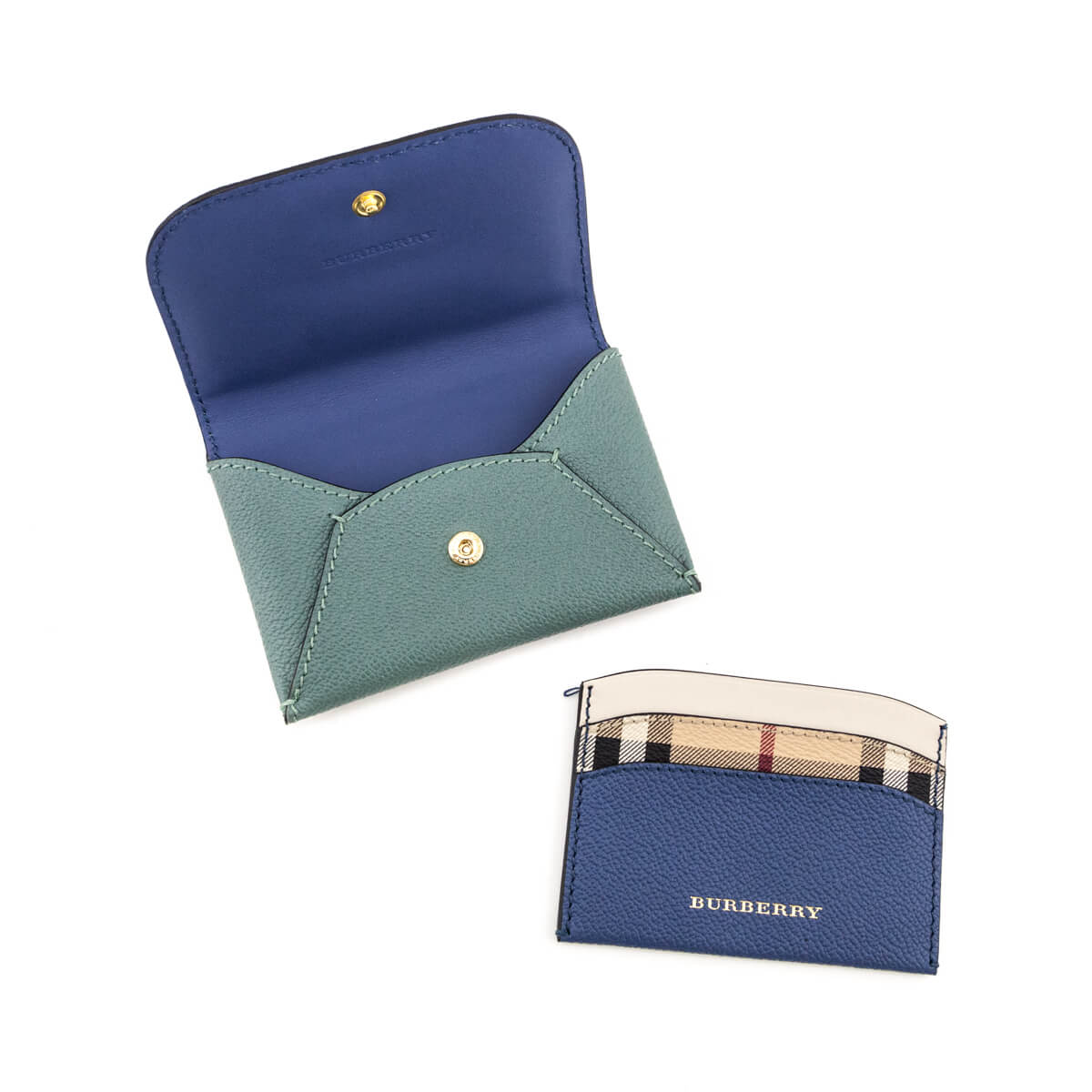 Burberry Eucalyptus Soft Grain Calfskin Haymarket Mayfield New Card Case - Love that Bag etc - Preowned Authentic Designer Handbags & Preloved Fashions