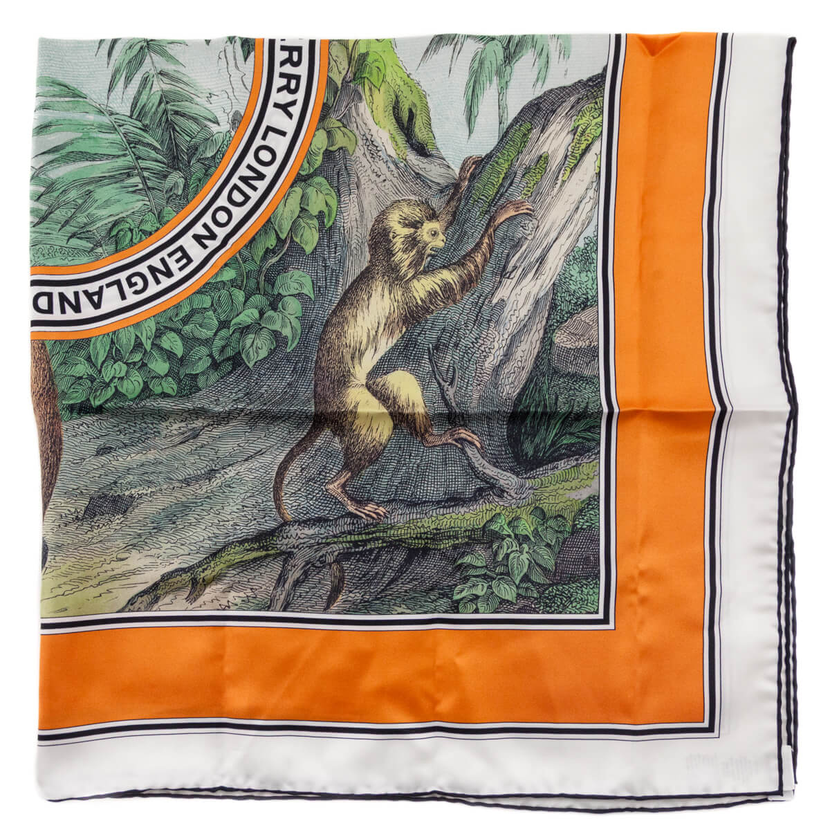 Burberry London Orange Monkey Print Silk Scarf - Love that Bag etc - Preowned Authentic Designer Handbags & Preloved Fashions