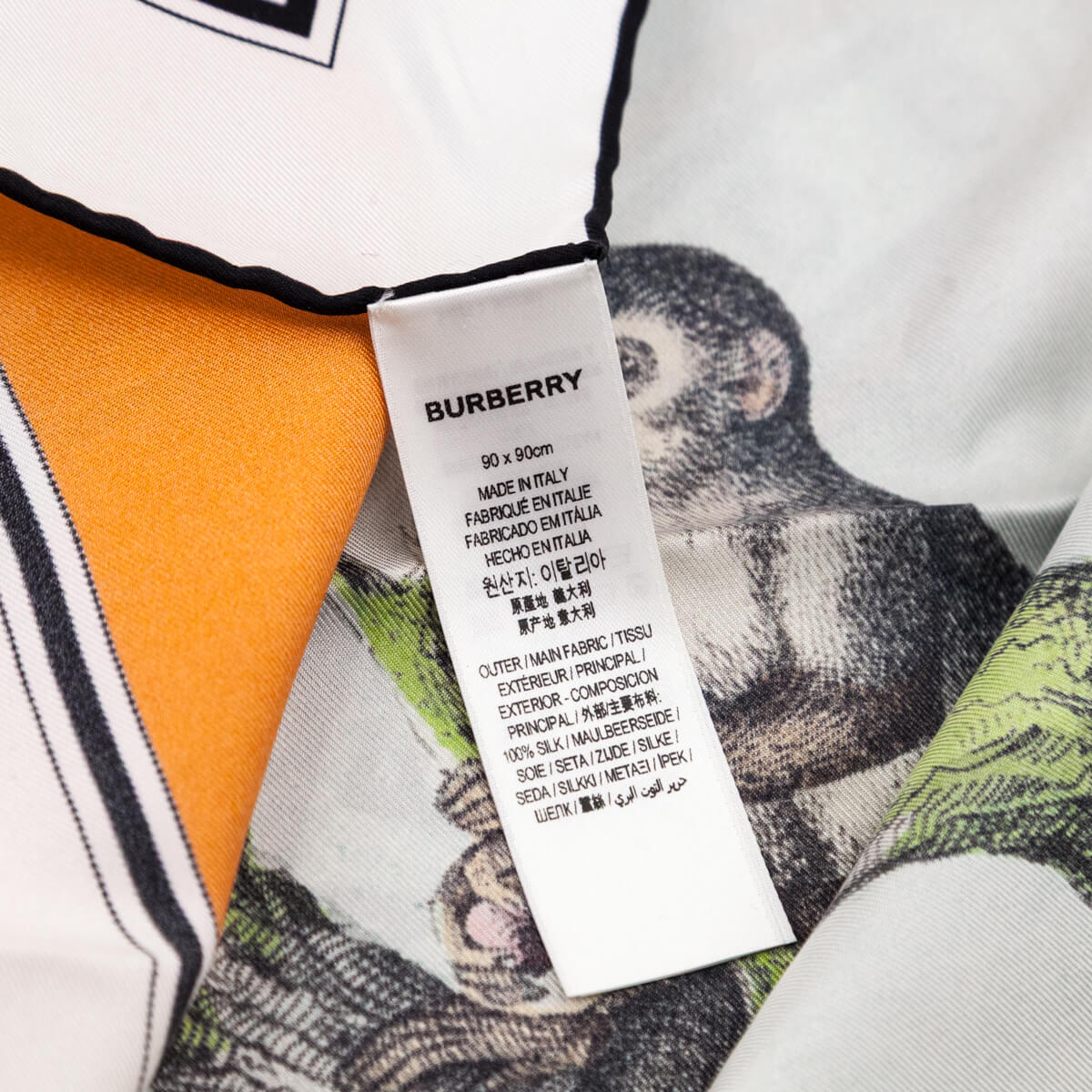 Burberry London Orange Monkey Print Silk Scarf - Love that Bag etc - Preowned Authentic Designer Handbags & Preloved Fashions