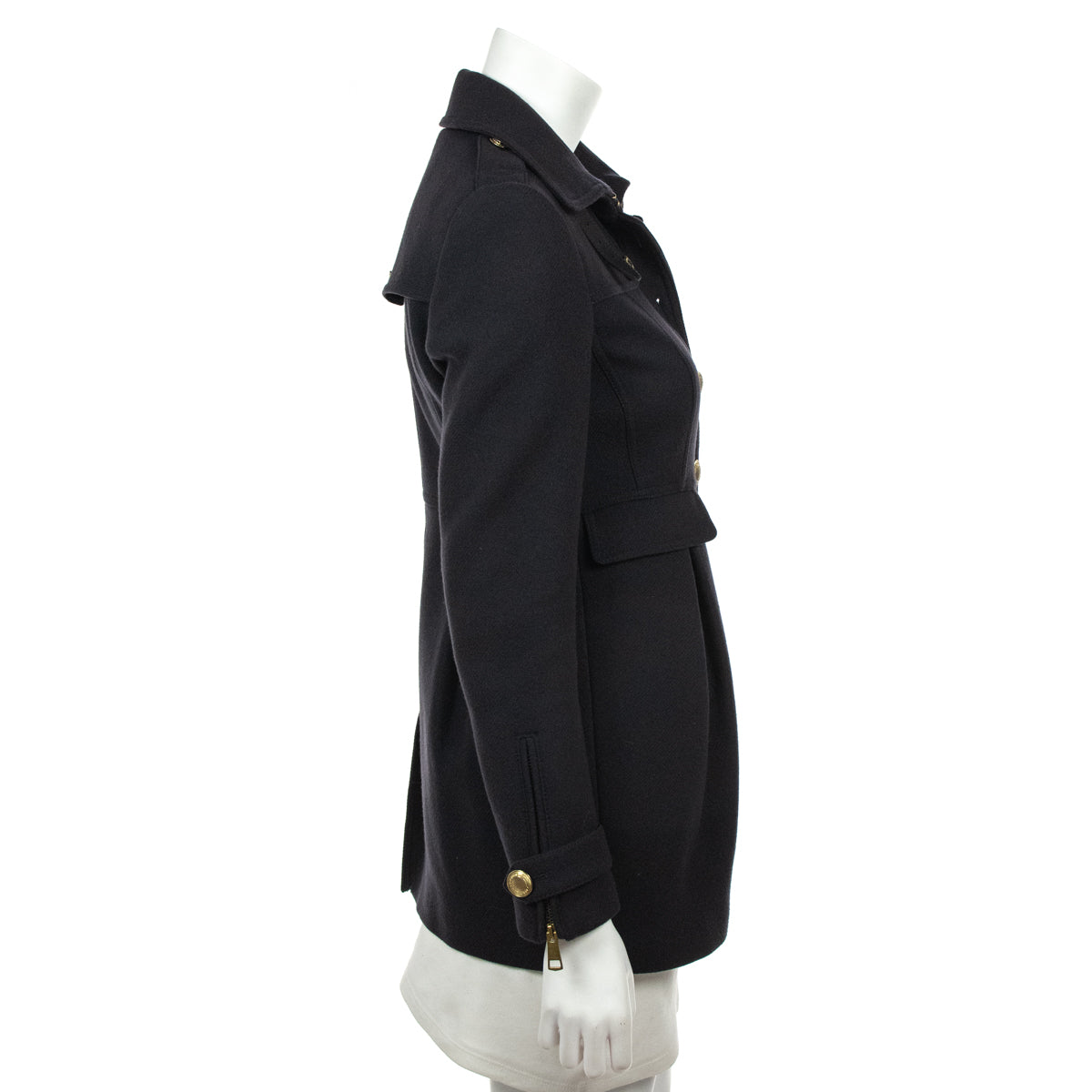Burberry Navy Wool Military Coat Size S | UK 8 - Love that Bag etc - Preowned Authentic Designer Handbags & Preloved Fashions