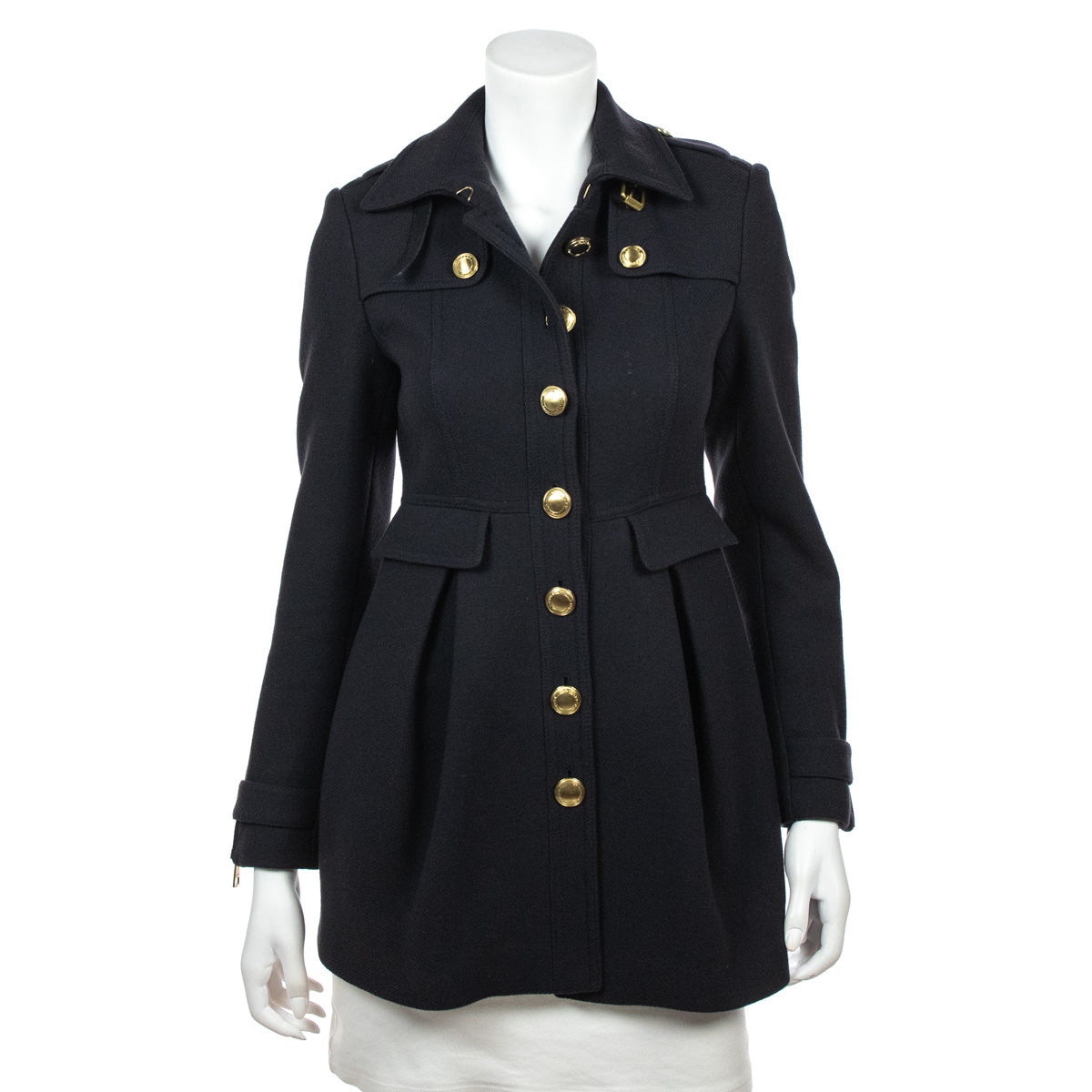 Burberry Navy Wool Military Coat Size S | UK 8 - Love that Bag etc - Preowned Authentic Designer Handbags & Preloved Fashions