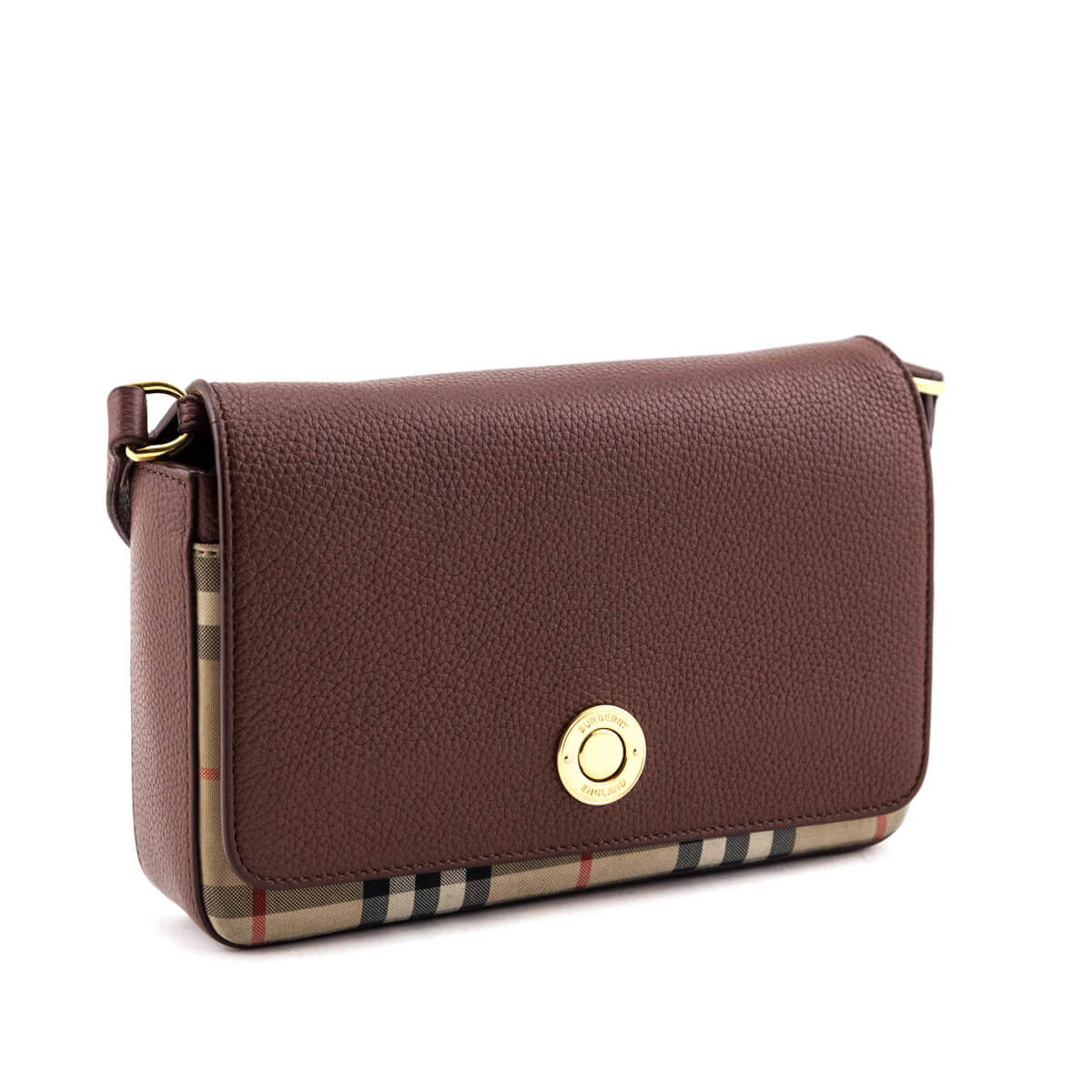 Burberry Tan Grainy Leather & Vintage Check Hampshire Crossbody Bag - Love that Bag etc - Preowned Authentic Designer Handbags & Preloved Fashions