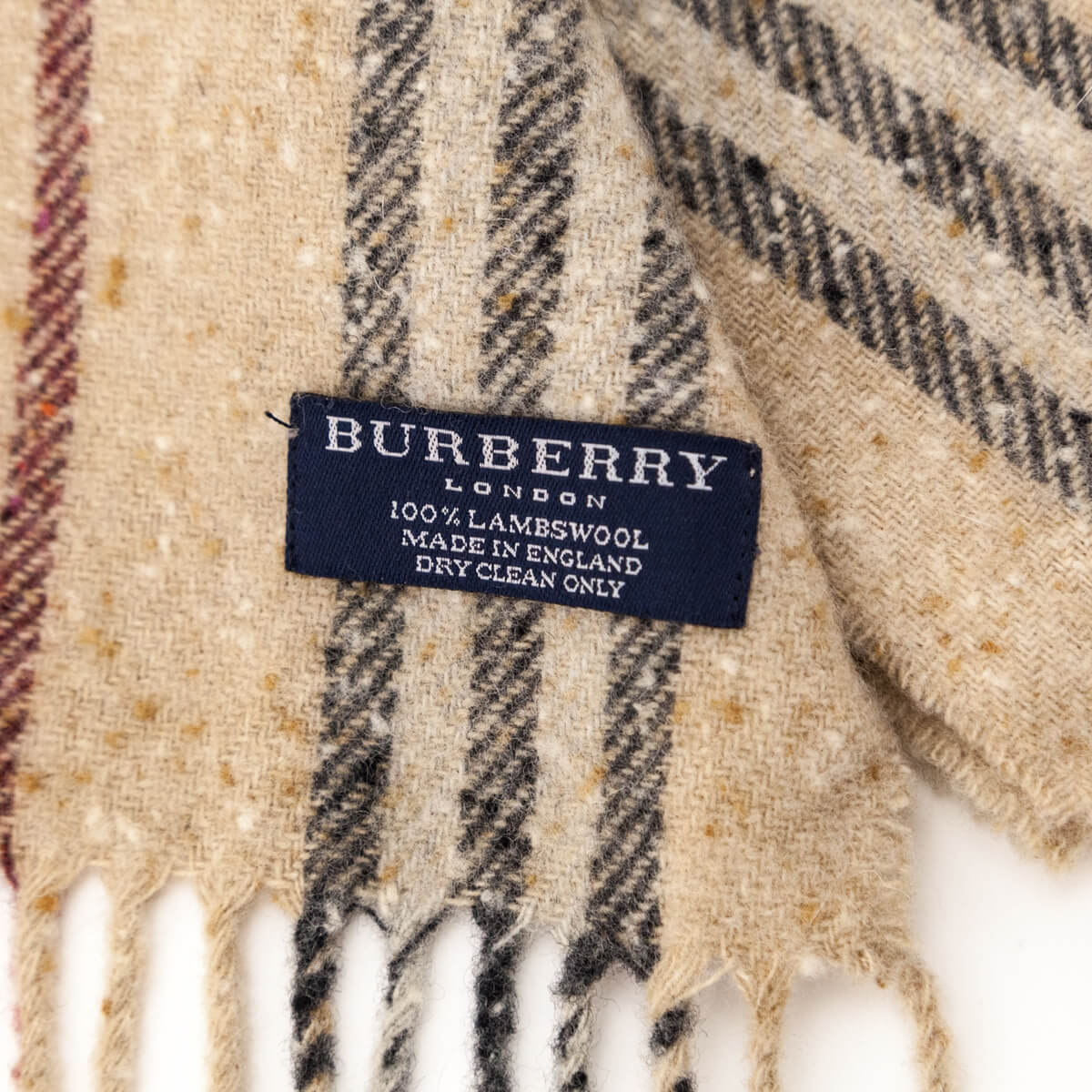 Burberry Tan Striped Lambswool Scarf - Love that Bag etc - Preowned Authentic Designer Handbags & Preloved Fashions