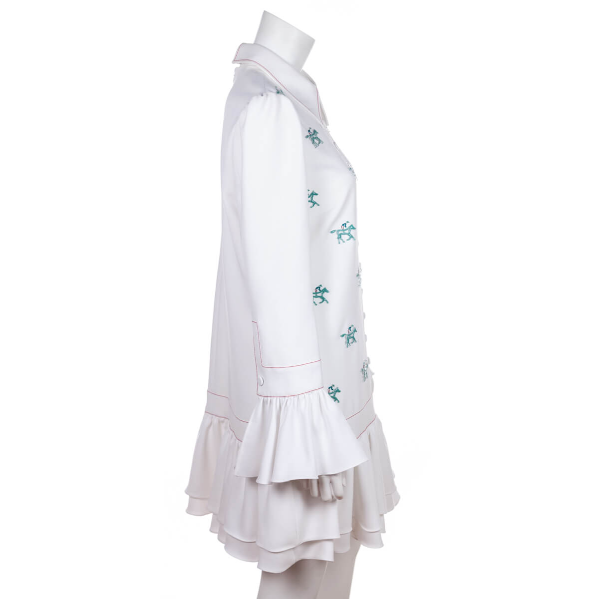 Carolina Herrera White Crepe Jockey Ruffled Dress Size M | US 8 - Love that Bag etc - Preowned Authentic Designer Handbags & Preloved Fashions