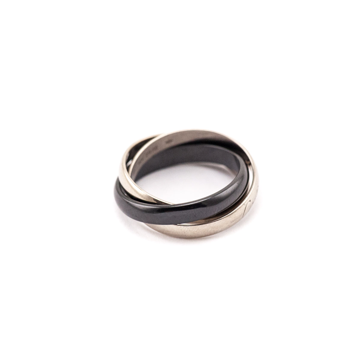Cartier 18K White Gold Black Ceramic Trinity Ring - Love that Bag etc - Preowned Authentic Designer Handbags & Preloved Fashions