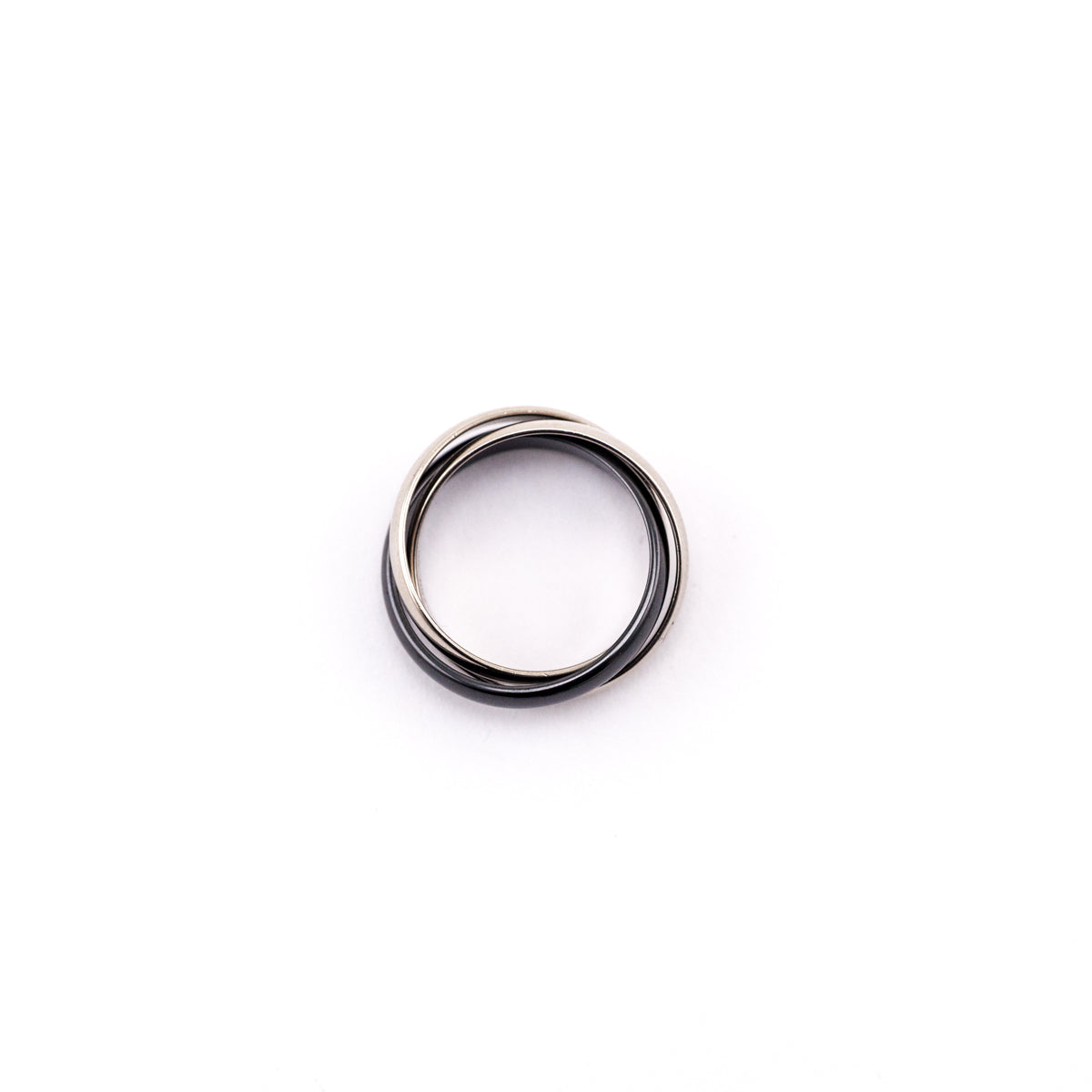 Cartier 18K White Gold Black Ceramic Trinity Ring - Love that Bag etc - Preowned Authentic Designer Handbags & Preloved Fashions