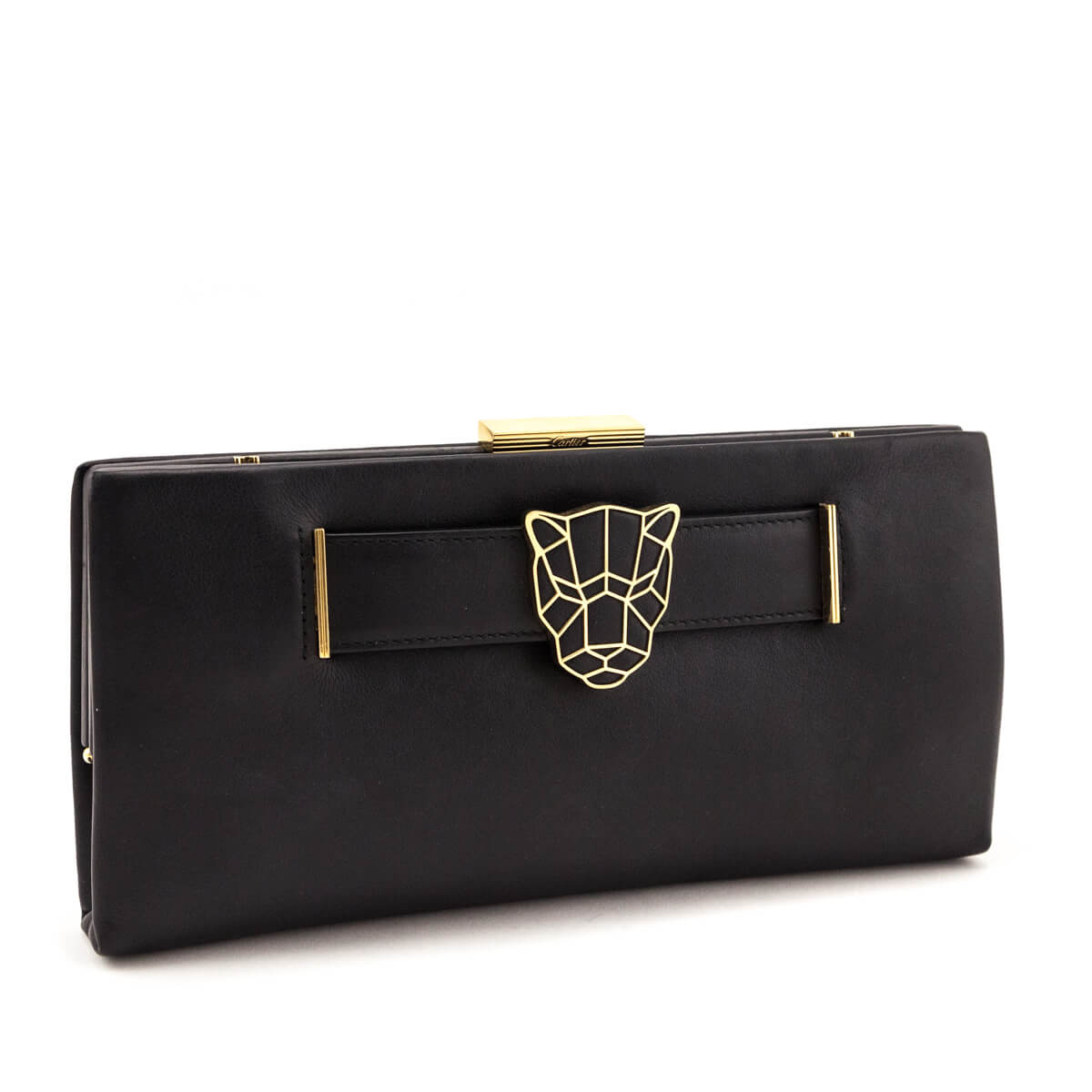 Cartier Black Calfskin Panthere de Cartier Clutch - Love that Bag etc - Preowned Authentic Designer Handbags & Preloved Fashions