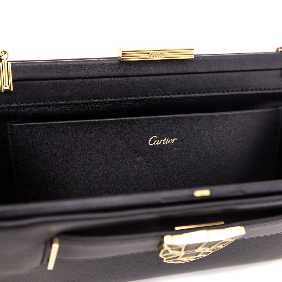 Cartier Black Calfskin Panthere de Cartier Clutch - Love that Bag etc - Preowned Authentic Designer Handbags & Preloved Fashions