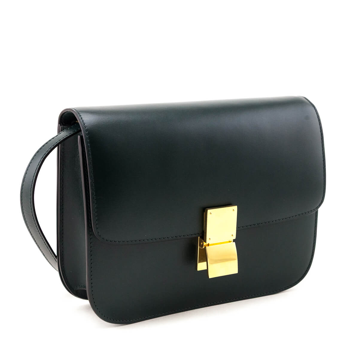 Celine Amazone Green Box Calfskin Medium Classic Box Flap - Love that Bag etc - Preowned Authentic Designer Handbags & Preloved Fashions