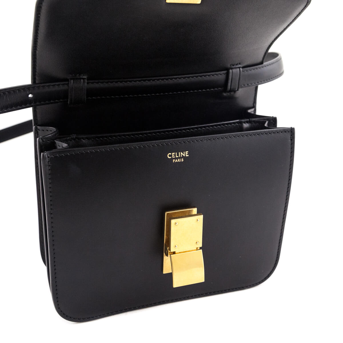 Celine Black Box Calfskin Teen Classic Box Flap Bag - Love that Bag etc - Preowned Authentic Designer Handbags & Preloved Fashions