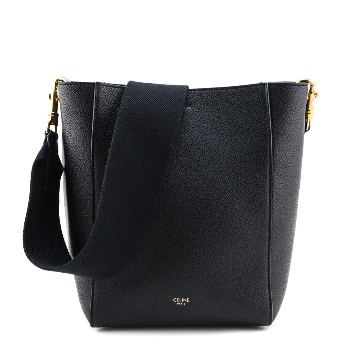 Celine Black Grained Calfskin Small Sangle Bucket Bag - Love that Bag etc - Preowned Authentic Designer Handbags & Preloved Fashions