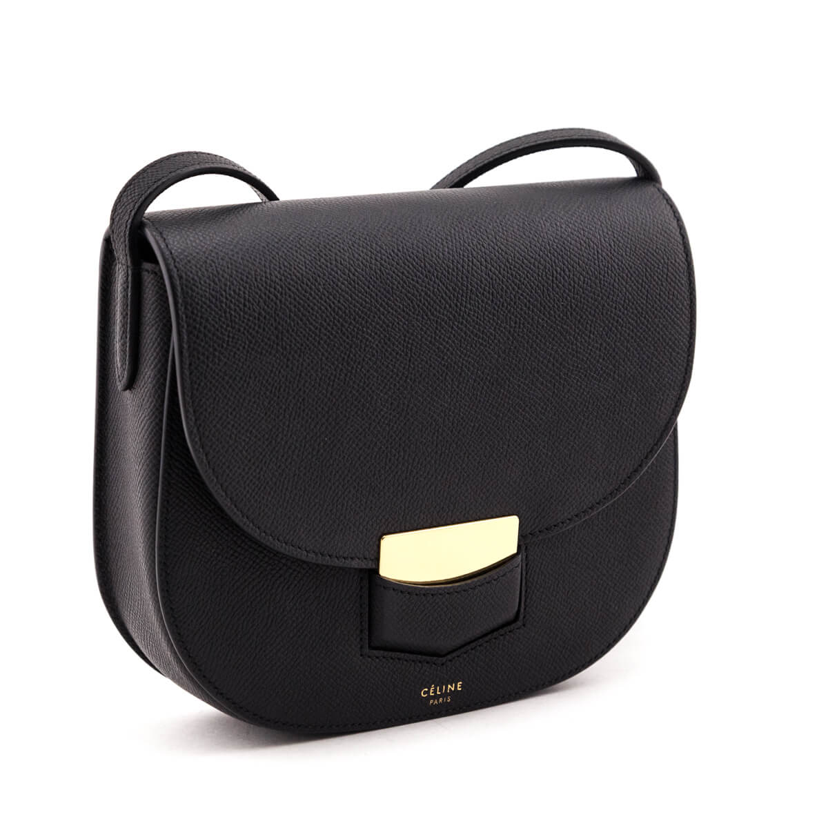 Celine Black Grained Calfskin Small Trotteur Bag - Love that Bag etc - Preowned Authentic Designer Handbags & Preloved Fashions