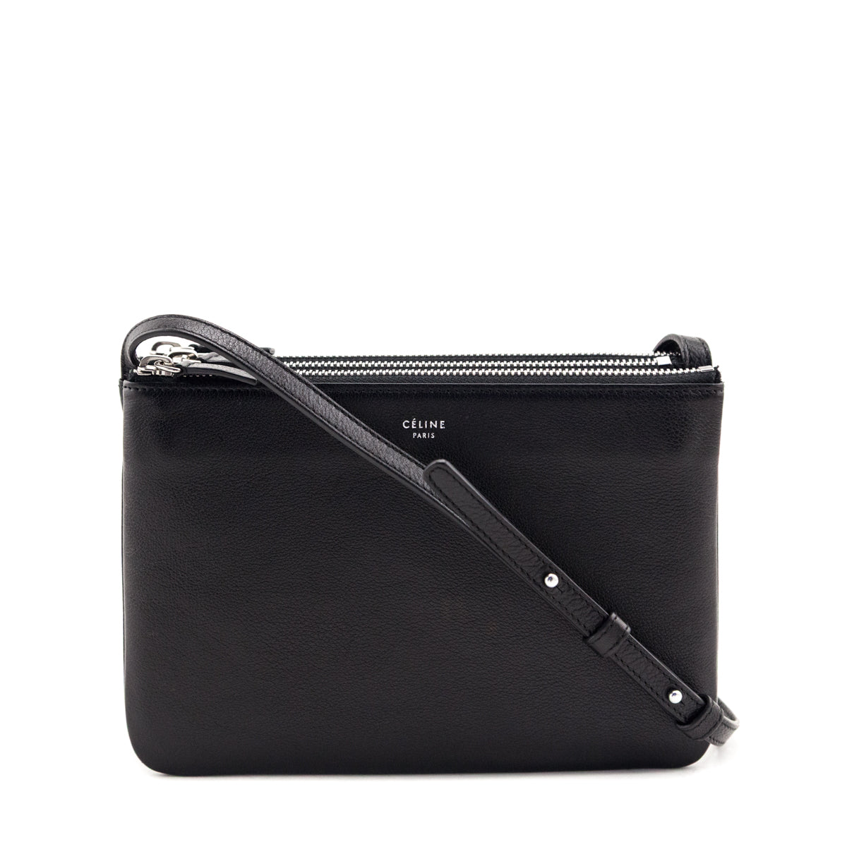 Celine Black Buffalo Small Trio Crossbody Bag
