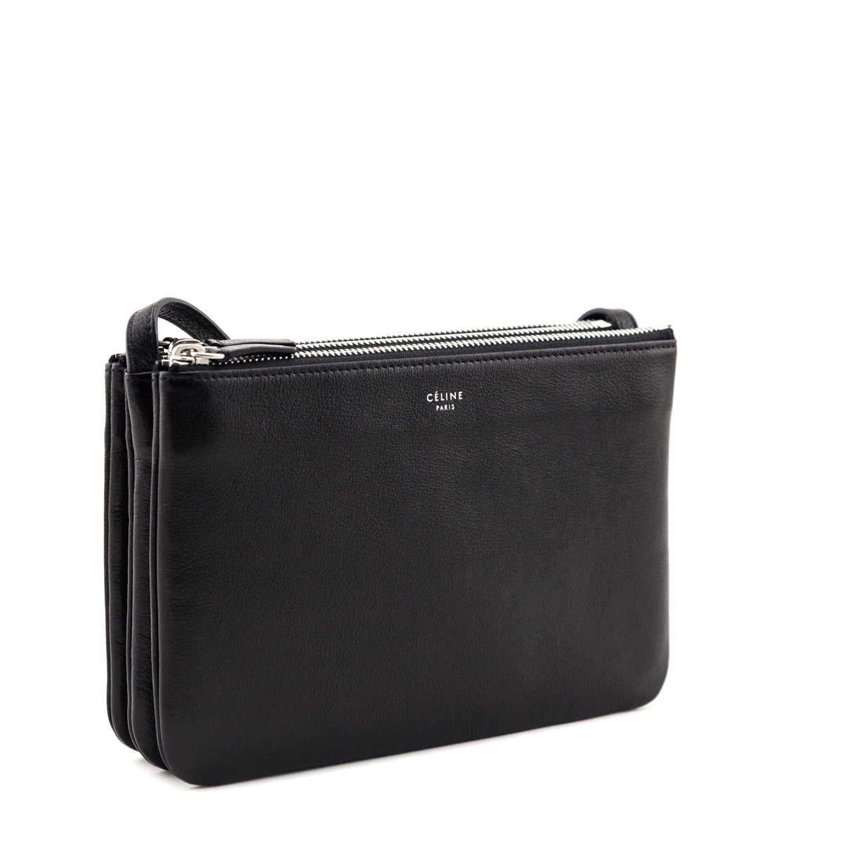 Celine Black Buffalo Small Trio Crossbody Bag