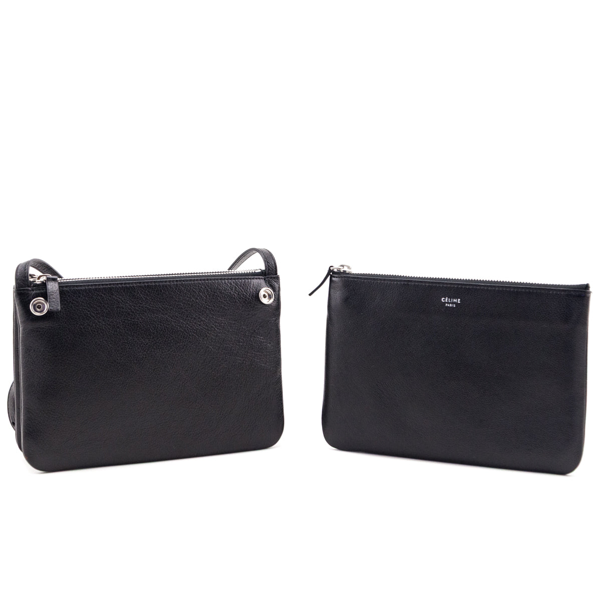 Celine Black Buffalo Small Trio Crossbody Bag